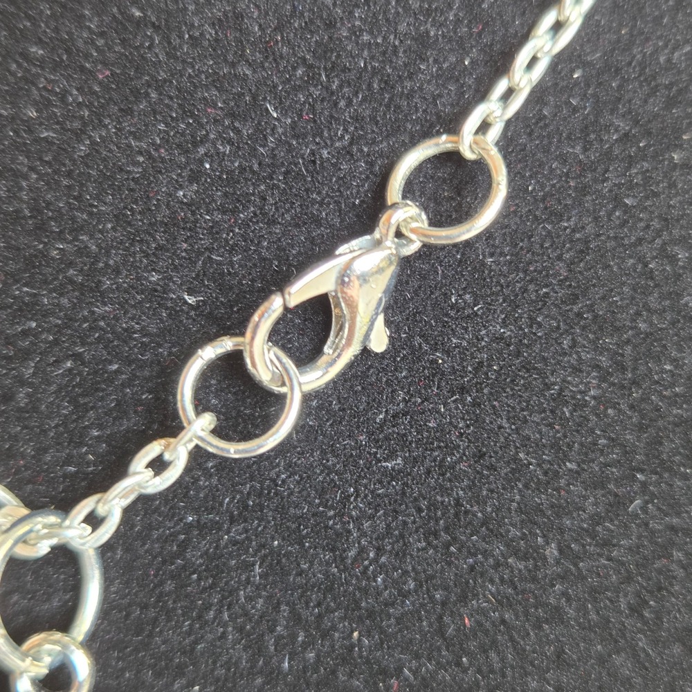 Mermaid Pendant Necklace Round Charm Chain Silver Tone Ocean Boho - Picture 3 of 5